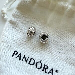Pandora Feather Sterling Silver Clip Charm Pair - Silver